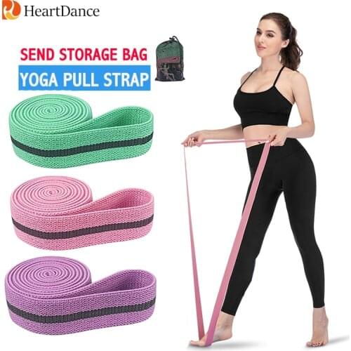 HeartDance 3Pcs Elastic Fabric Yoga Stretch Band Training Pull Rope Sports Pilates Hip Belt For Fitness Squat Resistance Loop