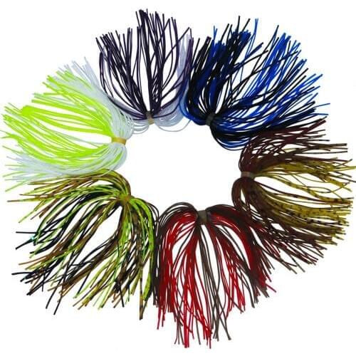 Hyaena 10pcs 13.6cm Mixed Color Fishing Rubber Jig Skirts 50 Strands Silicone Skirt Wire With Rubber Ring Fly Tying