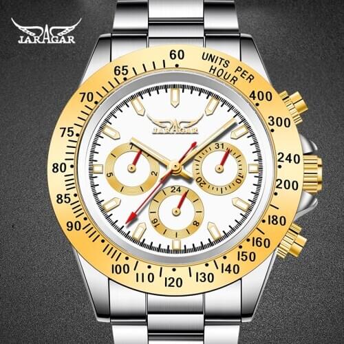 JARAGER New Design Men Clock Steel Style Luxury Golden Male Wristwatch Automatic Mechanical Male Watches relogio masculino