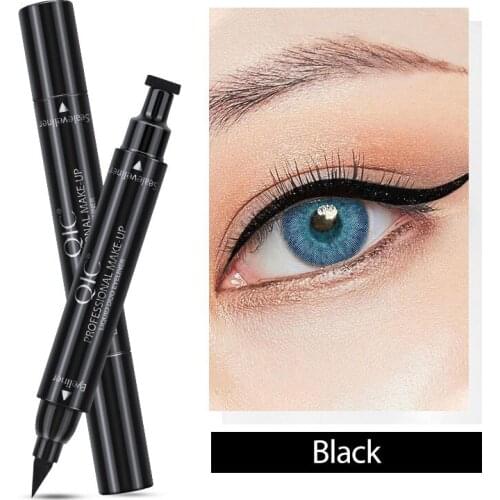 QIC Seal Eyeliner Pen Double-headed Triangle Wing Waterproof Nnon-faint Liquid Eye Liner Pencil Quick Dry Eye Makeup TSLM2
