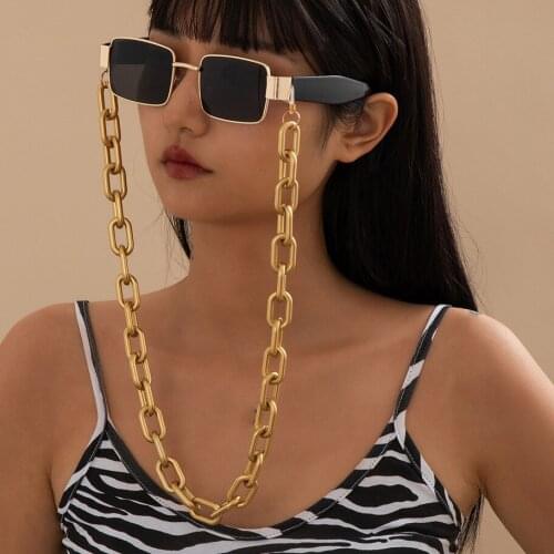 Cool Street Fashion O Word Thick Chain Glasses Chain Exaggerated Punk CCB Hanging Neck Sunglasses Chain Wedding Party Gift 2021