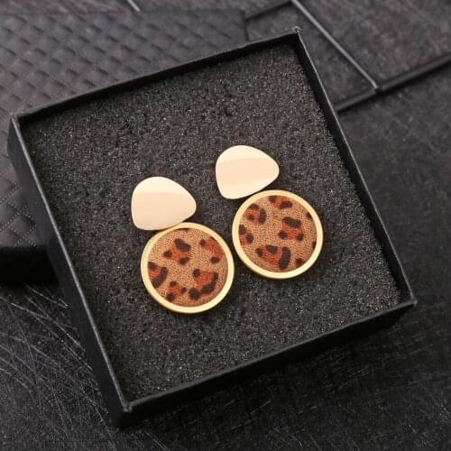 Kuziduocai New Fashion Jewelry Bending Round Cotton Leopard Statement Drop Earrings For Women oorbellen E-1874
