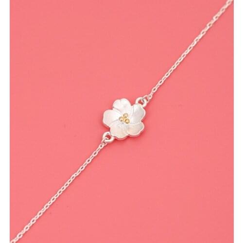 Summer Brand Fashion Silver Color Flower Bracelets For Women New Designer Charms Bracelets Bijoux Wholesale