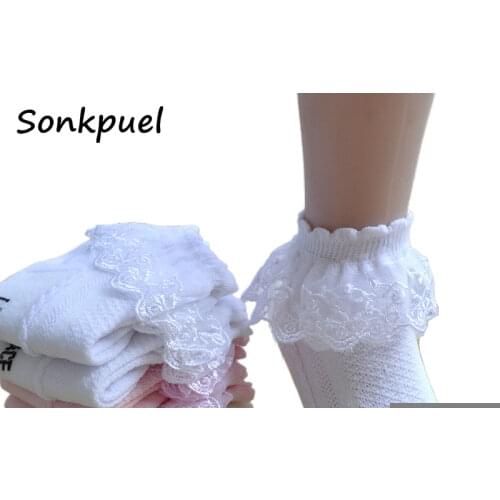 Summer Fashion Kids Socks Baby Girl Ruffle Sock Cute Baby Frilly Toddle Designer White Pink Lace Kid Cotton Socks For Girls