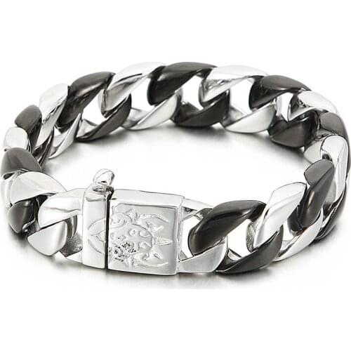 Fashion mens stainless steel jewelry, simple and creative personality, black titanium steel trendy mens bracelet
