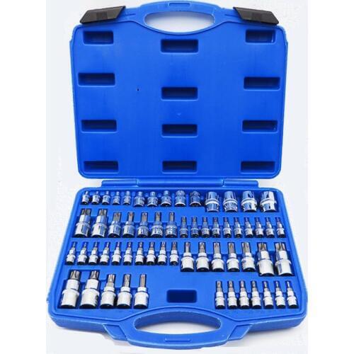 61PC Screwdriver allen head Drive sleeve Wrench Spline Bit Socket Set For Tamper-Proof Lug Nuts E4-E24 T6-T70 TP6-TP60
