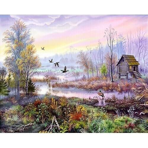 A6661 11CT/14CT/18CT/25CT/28CT night snowing patterns Counted Cross Stitch DIY Cross Stitch Kits Embroidery Needlework Sets