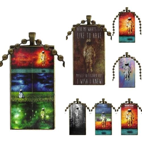 Brand New Deja Entendu Glass Cabochon Jewelry Bronze Color With Long Pendant Choker Rectangle Necklace For ValentineS Day Gift