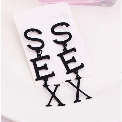 European and American new letter earrings female network red tide temperament long elegant thin thin thin thin thin air ear drop