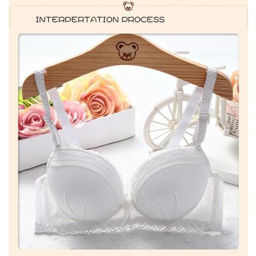 Autumn and winter thick section lace no steel ring ladies bra chest small gathers adjustment underwear students scarred bra