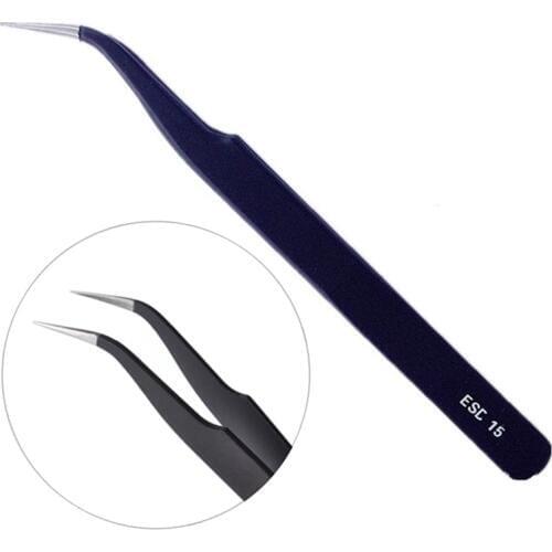 Industry Antistatic Tweezers Precision Stainless Steel Non-magnetic Curved Tips Tweezer Handicraft Tool for Eyelash Watch Repair