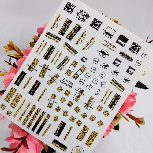Geometry Line Leopard Stickers for nails Design Self adhesive Nail Art Decoraciones Sliders Foil Rectangle Manicure Accessories