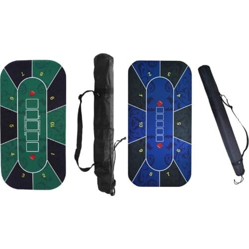 Poker Board Game Rectangular Rubber Pad Playing Card Tablecloth Poker Card Table Mat with Storage Shoulder Bag