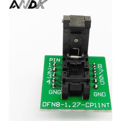 QFN8 DFN8 WSON8 Programming Socket Pogo Pin IC Test Adapter QFN8-1.27-CPO1PNL Pitch 1.27mm Clamshell Size 5*6 Burn in Socket