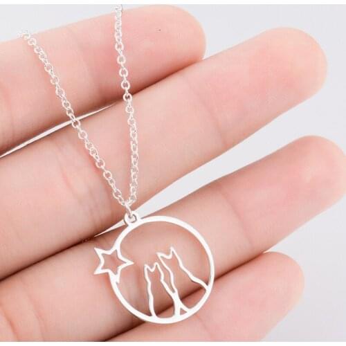 Sasusp Romantic Cat Pendant Necklace For Lover‘s Fashion Jewelry Stainless Steel Animal Choker Chain Necklace Women 2020