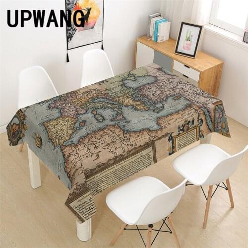 Retro Map Tablecloth 3D Printed Table Cover Rectangular Tablecloth Wedding Birthday Party Kitchen Home Decor