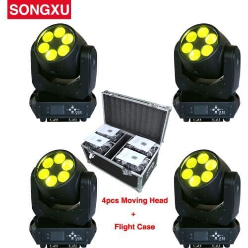 SONGXU 4pcs/lot Flight Case 6x25W Super Beam LED Moving Head Light 12/20 DMX channels 6x25W Washer Led Moving Head/SX-MH0625