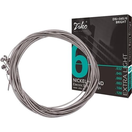 Electric Bass Guitar Strings Hexagon Alloy Wire Nickel Wound Bright Corrosion Resistant 6 Strings Set(.032-.128) Extra Light