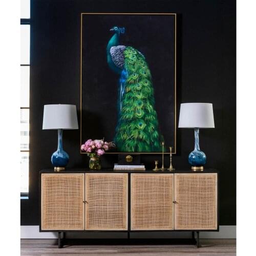 Light Luxury Blue Peacock Poster Abstract Animal Wall Art Canvas Painting For Living Room Wall Decorative Pictures Home Decor