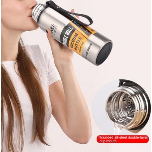 500/750/1000/1500ml Large Capacity Stainless Steel Thermos Portable Vacuum Flask Insulated Tumbler with Rope Thermo Bottle