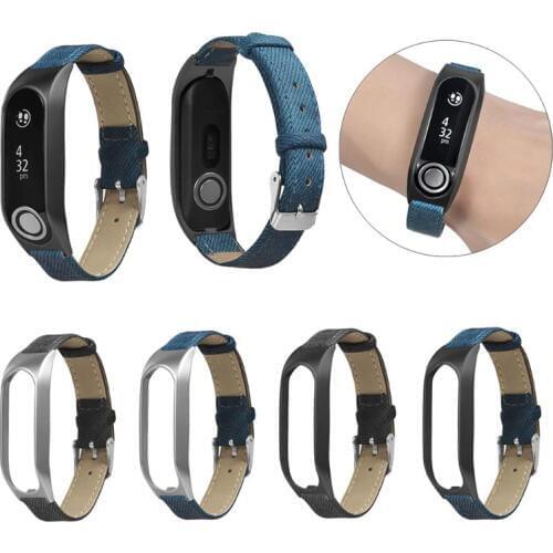 Vintage Leather Denim Canvas Bracelet Watch Band Metal Case Wristband Strap Replacement for Tomtom Touch Smart Watch Accessories