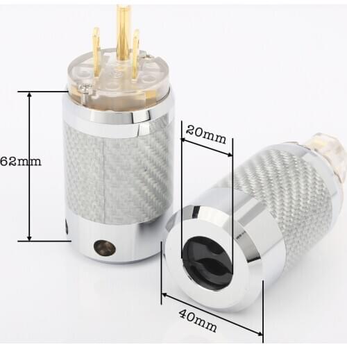 High Quality US mains Gold Plated AC Power Plug Male Carbon Fiber Connector HIFI audio