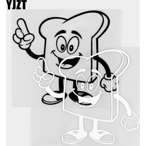 YJZT 14.2×12.5CM Cartoon Bread Interesting Car Stickers Exquisite Vinyl Decals Body Decor Black / Silver 20B-0326
