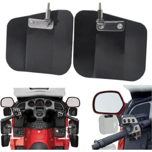 Black Smoke Motorcycle Hand Guard Air Wing Deflector Windshield Windscreen Mirror Mount for Honda GL1800 2001-2016 F6B 2013-2016