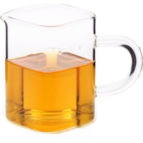 ZENRC Stylish Square Hand-blown Heat-resistant Glass Fair Mug Serving Cup Sharing pot Gift teaset Home Kungfu teaware Pitcher