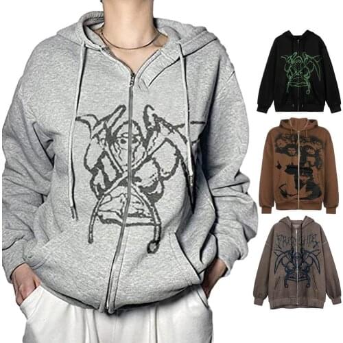 Women Casual Jacket Drawstring Zipper Hooded Sweatshirt Top Casual Printed Long Sleeve Pocket Shirt Fleece Padded Sweatshirt