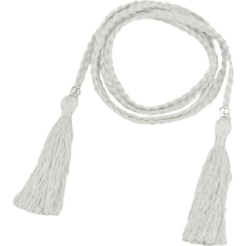 Women Bohemia Braided Tassel Belt Fashion Ladies Woven Rope Waistband Waist Accessories Waist Knot Decorated Cummerbund Cha I8D1