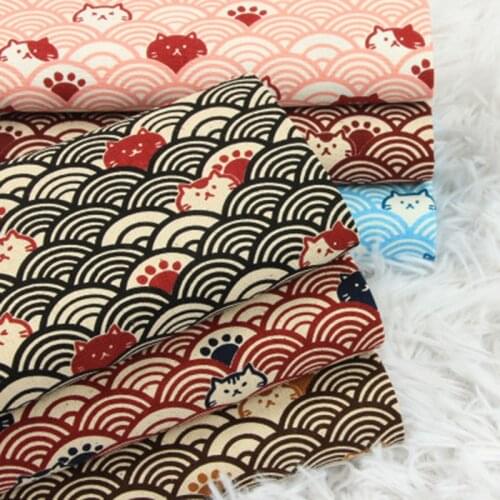 1yard thicken cotton fabric soft breeze cat curve print, handmade DIY bag cloth material 100% cotton