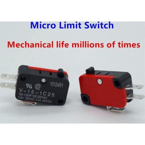 100 Pcs / Lot 250V 16A Microwave Oven Door Arcade Cherry Push Button SPDT 1 NO 1 NC Micro Switch V-15-1C25