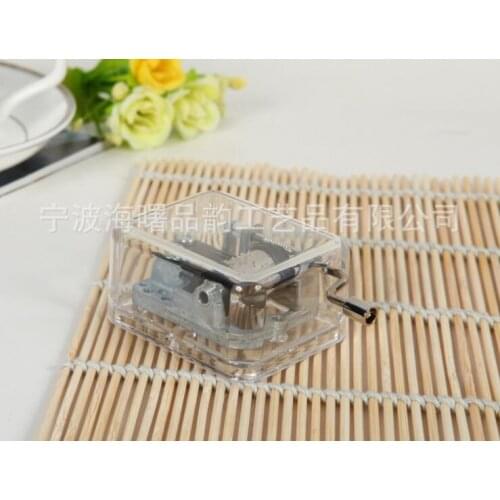 120pcs/lot Acrylic Clear Hand Cranked Music Box Handy Crank Music Box Mechanical Movement Xmas Birthday Gift 15 Songs Mixorder