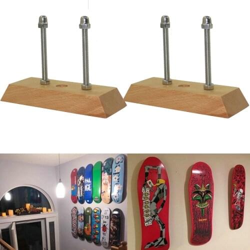 2/Pk Hardwood Skateboard Wall Rack | Mount for Storing Your Skateboard or Longboard Skate | Floating Display