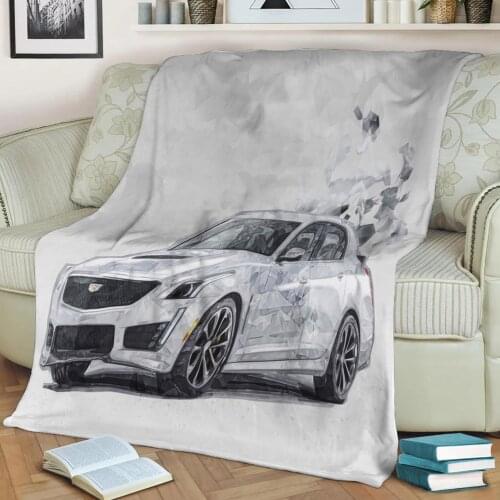 2016 Cadillac CTSV Sedan 3D Print Plush Blanket Throw On Sofa Home Decor Soft Warmth Washable Nap Blanket Dropshipping