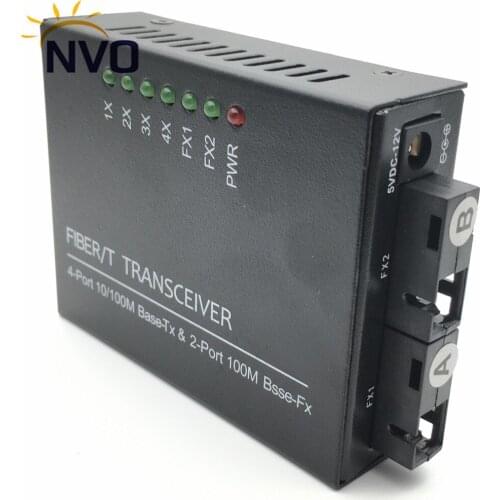 2FE4E Fibre SC Module 4*10/100M Megabit Ethernet Switch,100M Base Fiber 4xRJ45 Port Fiber Optic Media Converter Transceiver