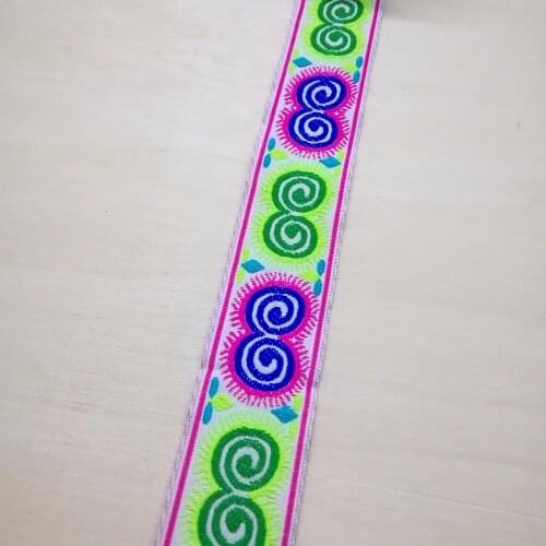 3.3cm 33mm 1-3/8'' White Pink Blue Green Antelope Horn Classical Ethnic Symbol Ribbon Costume Laciness National Jacquard Webbing