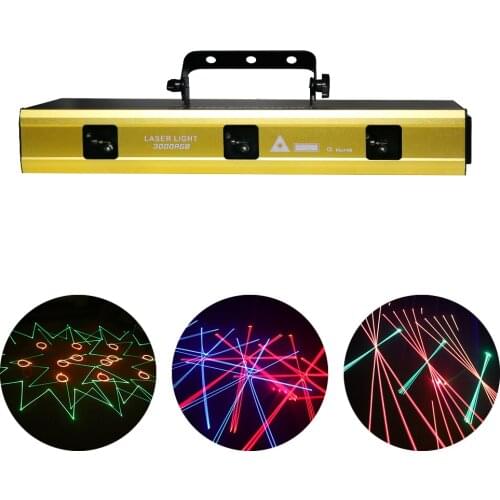 3 Head RGB Animation Laser Projector 2W 3W 267 Professional Laser Effect Scanning System DMX 512 Control DJ Disco Stage Light