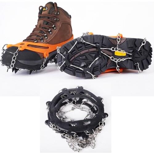8 Studs steel chain claws Non Slip Snow Climbing Crampons Shoe Cover Ice Gripper Spikes Hiking Winter Manganese Outdoor Cleats