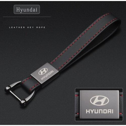 Car Key Chain Rings Leather Pendant For Hyundai Elantra Accent Tucson i40 i30 i10 i20 Veloster IX35 IX20 Solaris Genesis Santafe
