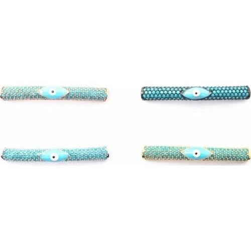 36*5mm tube head crystal micro pave cz zircon cubic zirconia beads copper silver gold plated bracelet accessories yfg34