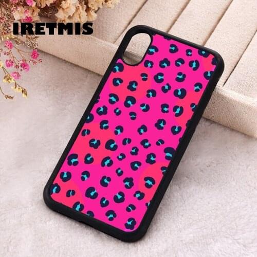Iretmis 5 5S SE 2020 Phone Cover Case for iPhone 6 6S 7 8 Plus X Xs XR 11 12 Mini Pro Max Silicone Wild Thing Leopard Neon Pink