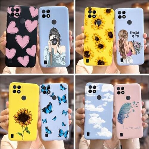 Beautiful Flowers Case For Realme C21 Case RMX3201 Soft Silicone TPU Fundas Phone Cases For Oppo Realme C21 C 21 RealmeC21 Cover