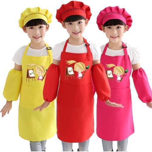 Polyester Childrens Apron With Two Pockets Painting clothes kids anti-fouling kindergarten art painting apron print logo
