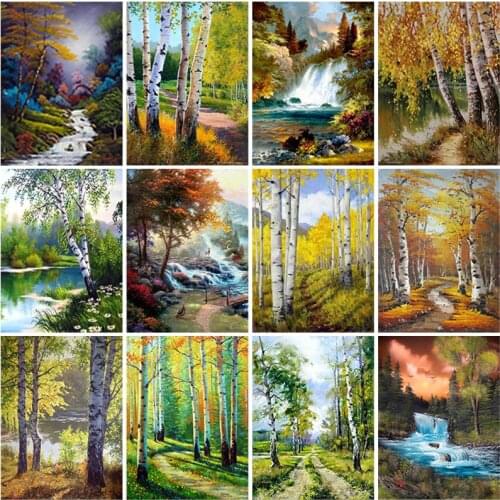 DIY Landscape 5D Diamond Painting Full Round Drill Scenic Diamond Embroidery Cross Stitch Mosaic Kits Resin Wall Art Home Decor
