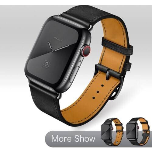 For Apple Watch Series 6 5 4 3 SE 40/44mm Watch Strap Genuine Leather Watch Band For Apple Series SE Bracelet Newest Watchband