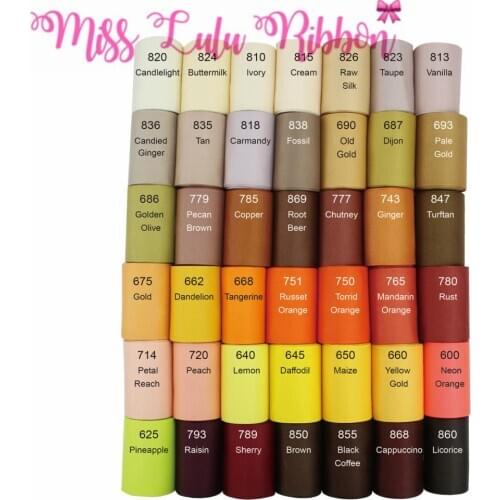 3"75mm Solid Grosgrain Ribbon 100yards/roll Ivory Orange Gold Series Dark Brown DIY Hair Bowknots Gift Pack Making