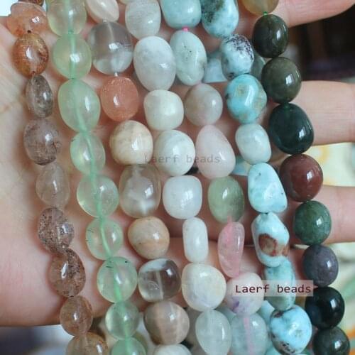 Natural Morganite Prehnite Larima Pebbles shape 8-12mm 30-32pcs/strand, For DIYJewelry making! Mixed wholesale for all items