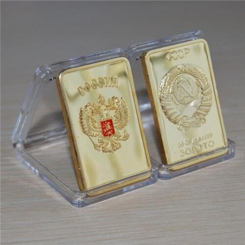 HOT SALE! Free shipping 2pcs/lot RARE SOVIET RUSSIAN USSR CCCP PURE .999 24K GOLD LAYERED INGOT BULLION BAR
